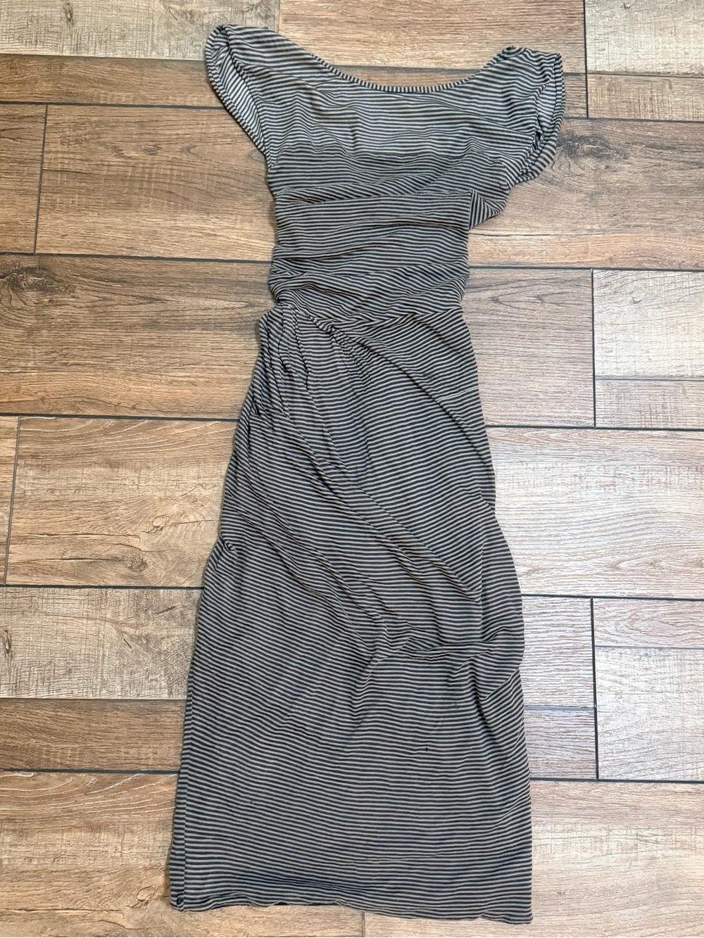 Emporio Armani Black and White Striped Maxi Dress